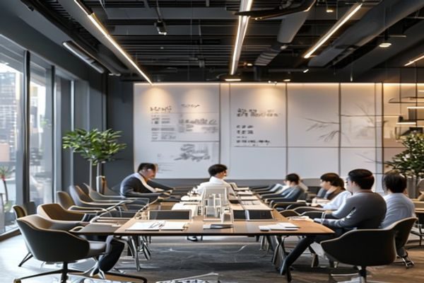 文轩探花专业顾问团队在现代化会议室内为用户制定个性化服务方案，桌面摆放精美文案资料，体现高端专业的服务标准