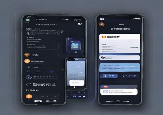 文轩探花使用流程示意图，手机屏幕展示注册界面与内容推荐页面，背景为简洁的深色设计风格
